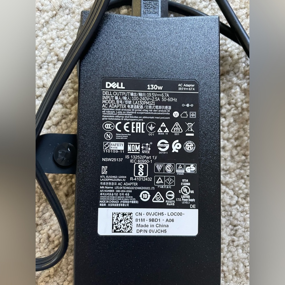 Dell OEM 130W AC Adapter Charger HA130PM130 4.5mm XPS 15 Precision 19.5V
